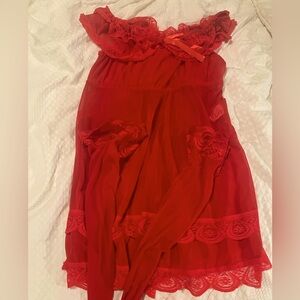 Cutest Red Nightie And Red Stocking  💋